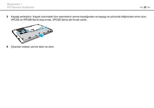 Sony VPCSE2E1E - VPCSE2E1E Istruzioni per l'uso Turco