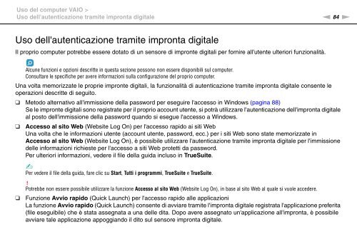 Sony VPCSE2E1E - VPCSE2E1E Istruzioni per l'uso Italiano