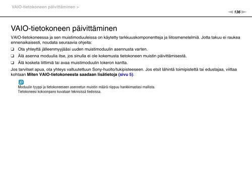 Sony VPCSE2E1E - VPCSE2E1E Istruzioni per l'uso Finlandese