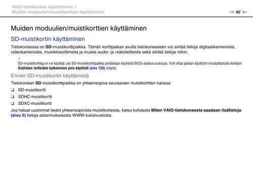 Sony VPCSE2E1E - VPCSE2E1E Istruzioni per l'uso Finlandese