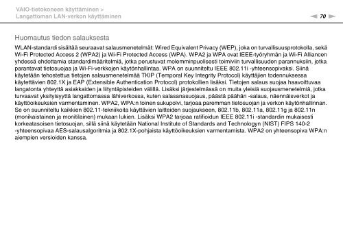 Sony VPCSE2E1E - VPCSE2E1E Istruzioni per l'uso Finlandese