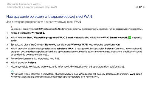 Sony VPCSE2E1E - VPCSE2E1E Istruzioni per l'uso Polacco