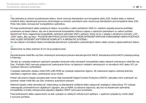 Sony VPCSE2E1E - VPCSE2E1E Istruzioni per l'uso Slovacco