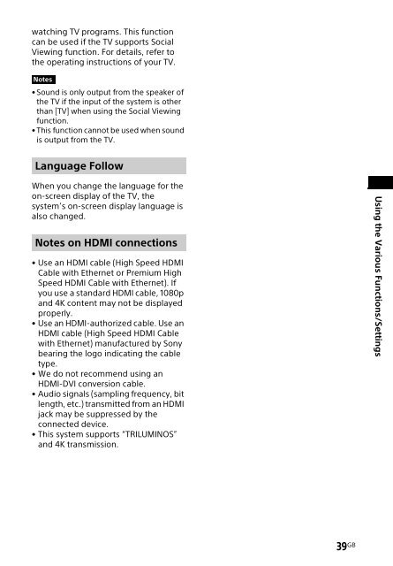 Sony HT-XT2 - HT-XT2 Consignes d&rsquo;utilisation Anglais