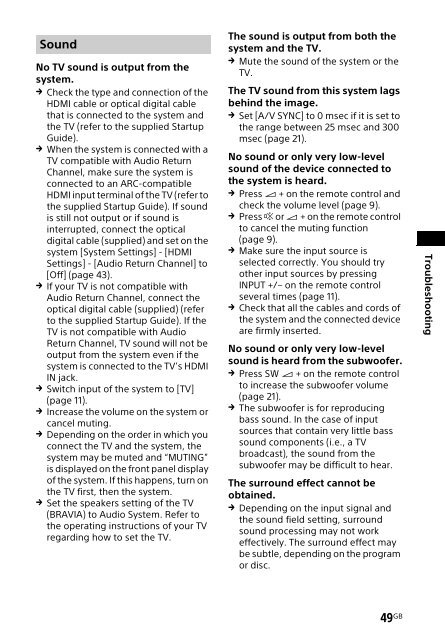 Sony HT-XT2 - HT-XT2 Consignes d&rsquo;utilisation Anglais