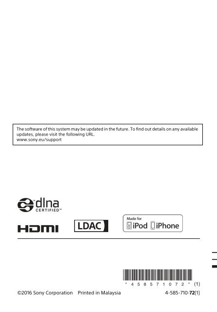 Sony HT-XT2 - HT-XT2 Consignes d&rsquo;utilisation Anglais