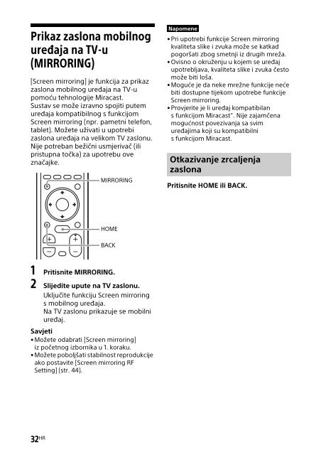 Sony HT-XT2 - HT-XT2 Consignes d&rsquo;utilisation Croate