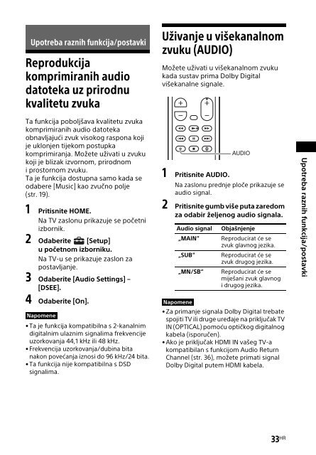 Sony HT-XT2 - HT-XT2 Consignes d&rsquo;utilisation Croate