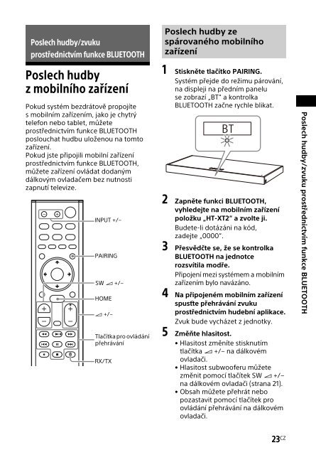 Sony HT-XT2 - HT-XT2 Consignes d&rsquo;utilisation Tch&egrave;que