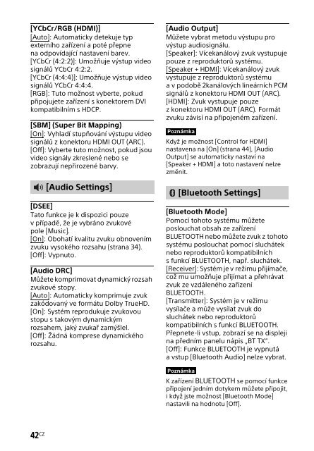 Sony HT-XT2 - HT-XT2 Consignes d&rsquo;utilisation Tch&egrave;que