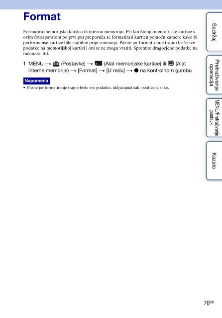 Sony DSC-W330 - DSC-W330 Mode d'emploi Croate