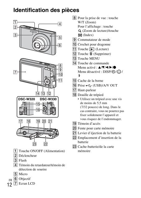 Sony DSC-W330 - DSC-W330 Consignes d&rsquo;utilisation Norv&eacute;gien