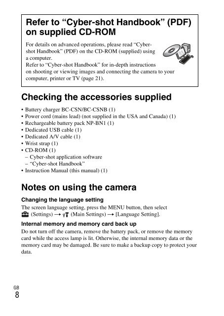 Sony DSC-W330 - DSC-W330 Consignes d&rsquo;utilisation Anglais