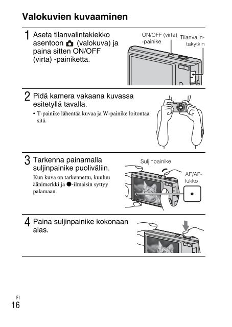 Sony DSC-W330 - DSC-W330 Consignes d&rsquo;utilisation Finlandais