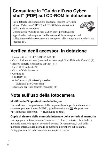 Sony DSC-W330 - DSC-W330 Consignes d&rsquo;utilisation Italien