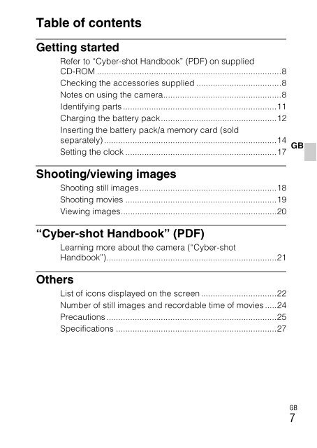 Sony DSC-W330 - DSC-W330 Consignes d&rsquo;utilisation Anglais