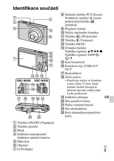 Sony DSC-W330 - DSC-W330 Consignes d&rsquo;utilisation Slovaque