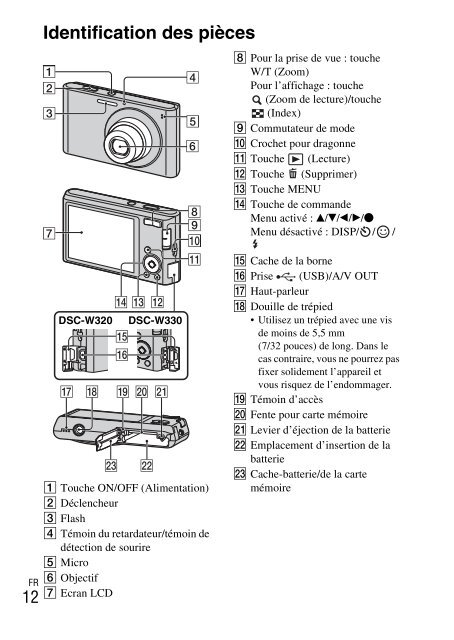 Sony DSC-W330 - DSC-W330 Consignes d&rsquo;utilisation Grec