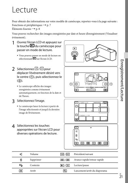 Sony HDR-PJ230E - HDR-PJ230E Consignes d&rsquo;utilisation Fran&ccedil;ais