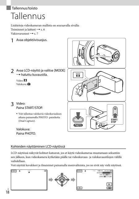 Sony HDR-PJ230E - HDR-PJ230E Consignes d&rsquo;utilisation Finlandais