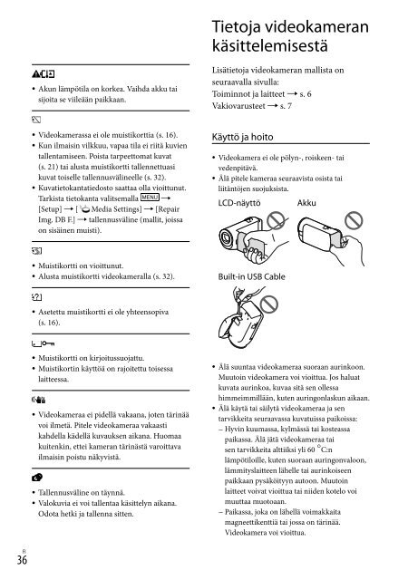 Sony HDR-PJ230E - HDR-PJ230E Consignes d&rsquo;utilisation Finlandais