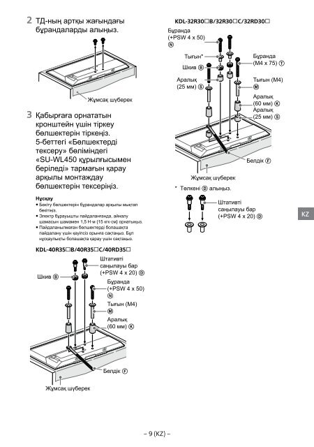 Sony KDL-32RD303 - KDL-32RD303 Guide d'installation Ukrainien