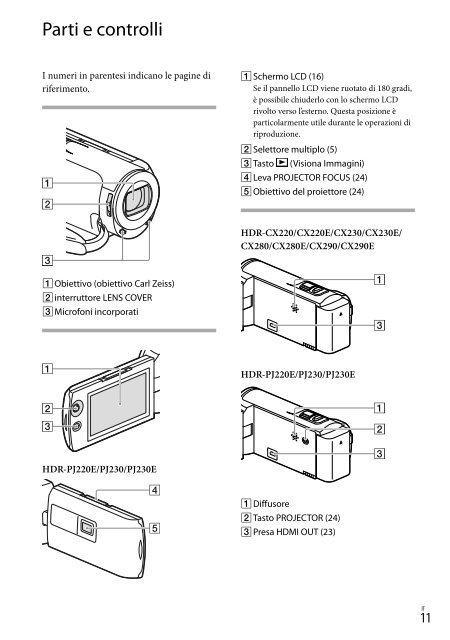 Sony HDR-PJ230E - HDR-PJ230E Consignes d&rsquo;utilisation Italien