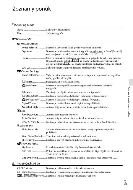 Sony HDR-PJ230E - HDR-PJ230E Consignes d&rsquo;utilisation Slovaque