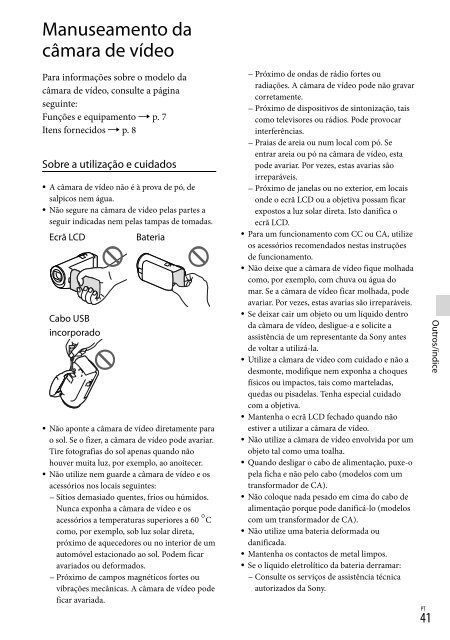 Sony HDR-PJ230E - HDR-PJ230E Consignes d&rsquo;utilisation Portugais