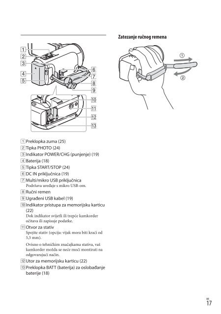 Sony HDR-PJ230E - HDR-PJ230E Mode d'emploi Croate