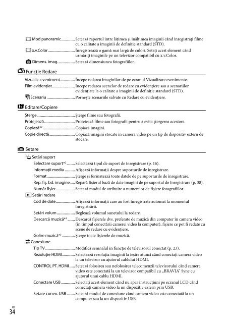 Sony HDR-PJ230E - HDR-PJ230E Consignes d&rsquo;utilisation Roumain