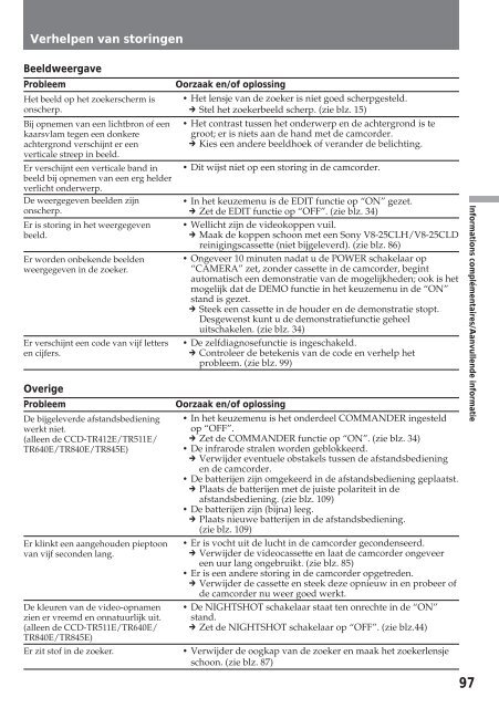 Sony CCD-TR412E - CCD-TR412E Consignes d&rsquo;utilisation N&eacute;erlandais