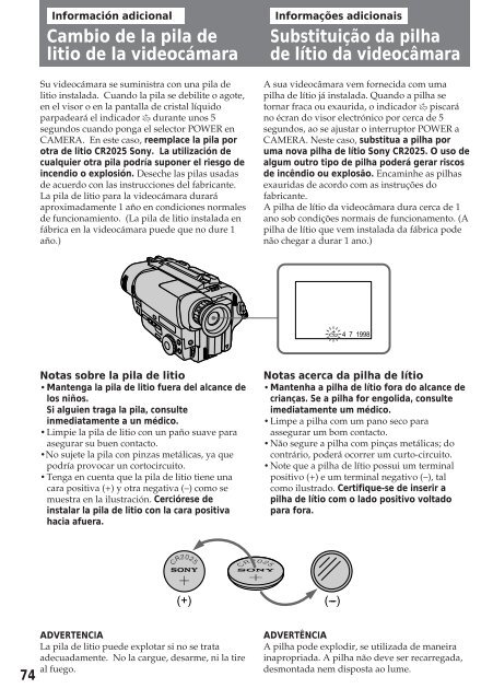 Sony CCD-TR412E - CCD-TR412E Consignes d&rsquo;utilisation Portugais