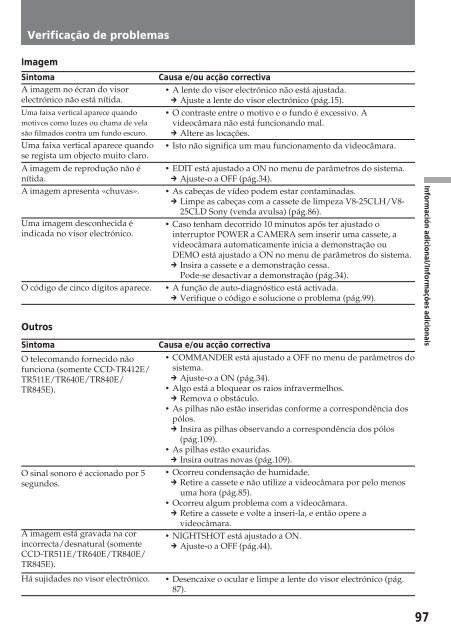 Sony CCD-TR412E - CCD-TR412E Consignes d&rsquo;utilisation Portugais