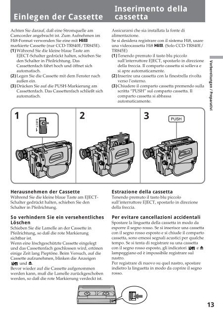 Sony CCD-TR412E - CCD-TR412E Consignes d&rsquo;utilisation Italien