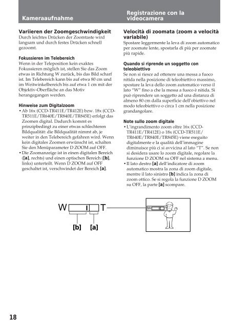 Sony CCD-TR412E - CCD-TR412E Consignes d&rsquo;utilisation Italien