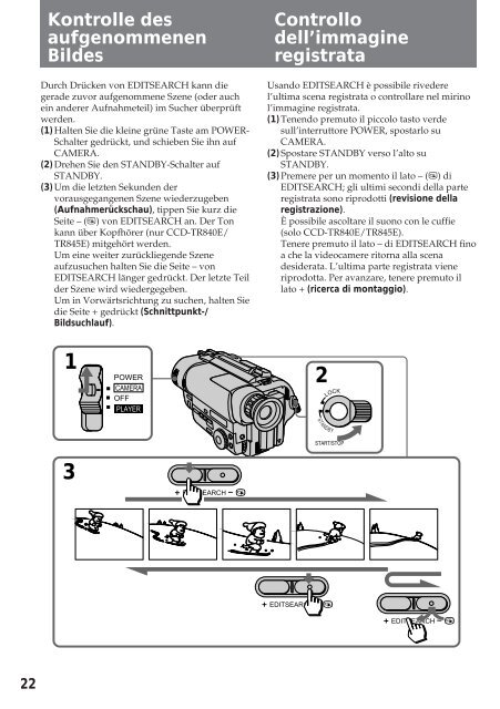 Sony CCD-TR412E - CCD-TR412E Consignes d&rsquo;utilisation Italien