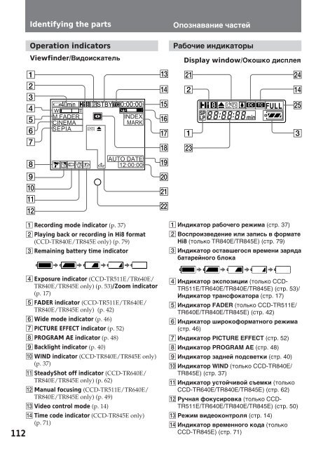 Sony CCD-TR412E - CCD-TR412E Consignes d&rsquo;utilisation Russe