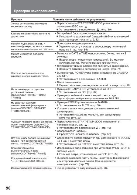 Sony CCD-TR412E - CCD-TR412E Consignes d&rsquo;utilisation Russe