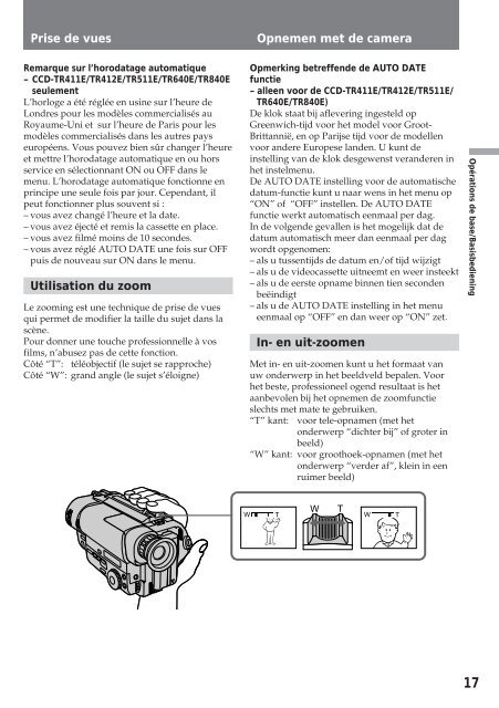 Sony CCD-TR412E - CCD-TR412E Consignes d&rsquo;utilisation Fran&ccedil;ais