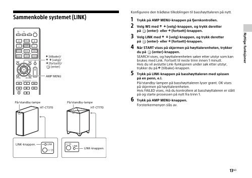 Sony HT-CT770 - HT-CT770 Istruzioni per l'uso Norvegese