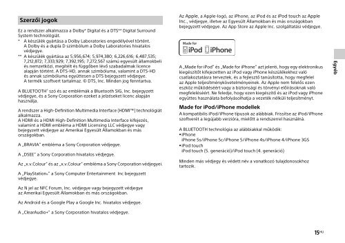 Sony HT-CT770 - HT-CT770 Istruzioni per l'uso Ungherese