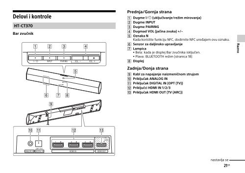 Sony HT-CT770 - HT-CT770 Istruzioni per l'uso Serbo