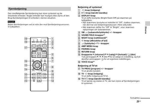 Sony HT-CT770 - HT-CT770 Istruzioni per l'uso Danese