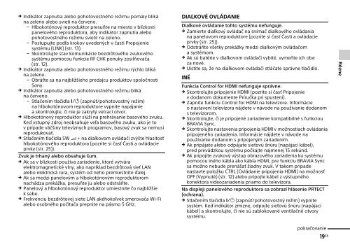 Sony HT-CT770 - HT-CT770 Istruzioni per l'uso Slovacco