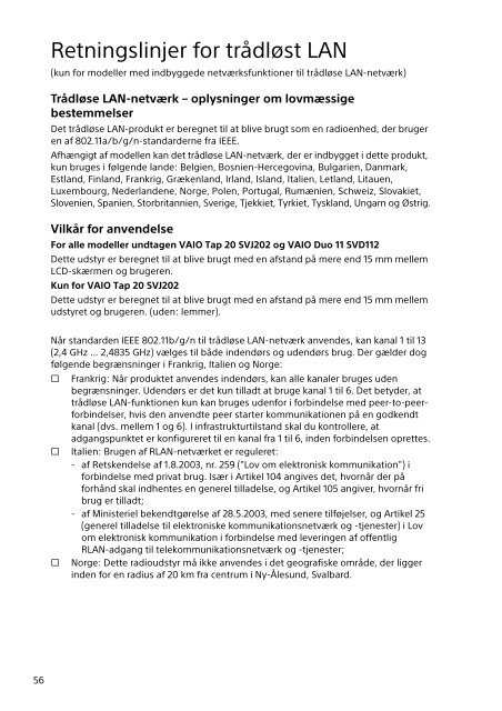 Sony SVE1512C1R - SVE1512C1R Documenti garanzia Danese