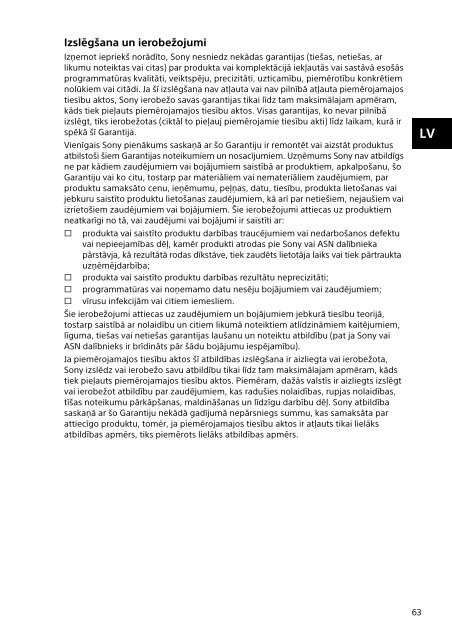 Sony SVE1512C1R - SVE1512C1R Documenti garanzia Estone