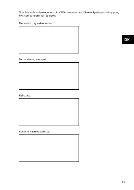 Sony SVE1512C1R - SVE1512C1R Documenti garanzia Finlandese