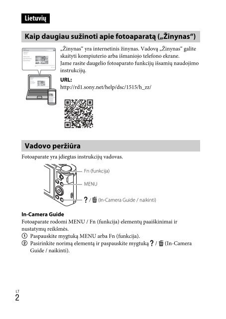 Sony DSC-WX500 - DSC-WX500 Mode d'emploi Lituanien