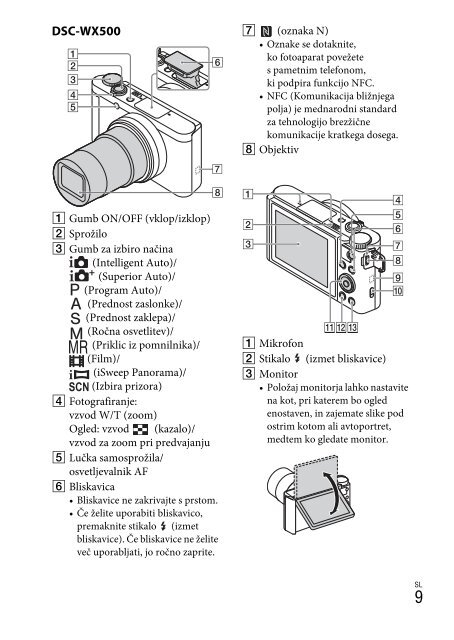 Sony DSC-WX500 - DSC-WX500 Mode d'emploi Slov&eacute;nien
